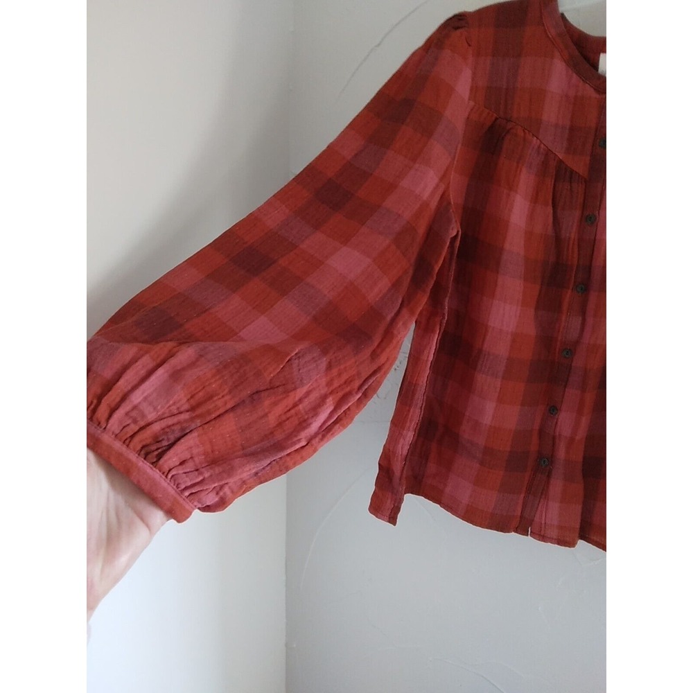 Universal Thread Top Size Large Plaid Front Button Up Prarie Western Cottagecore - Picture 3 of 7